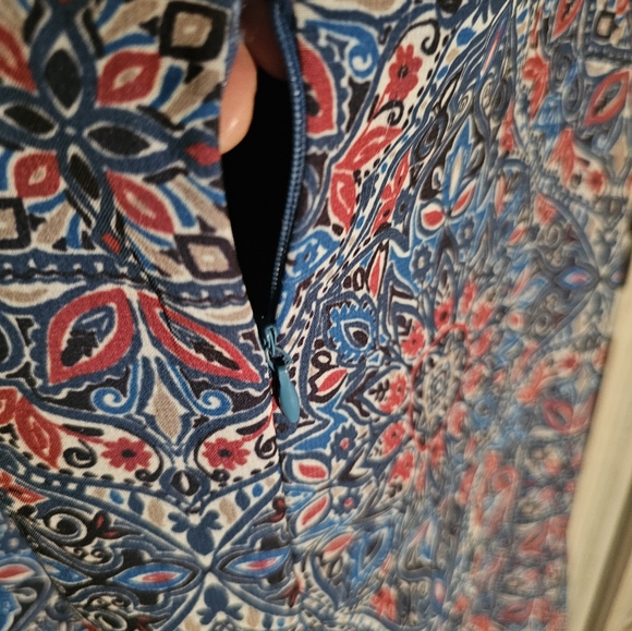 Catherines sleeveless boho flowy blue print dress. - Picture 4 of 7